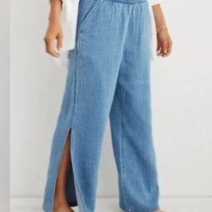 Blue Aerie Pool to Party Wide leg gauze pants. NWT. Size L.